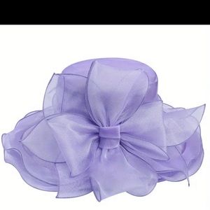 NWT Wide Brim Organza Hat Elegant KY Derby Church Travel Easter Lavender purple